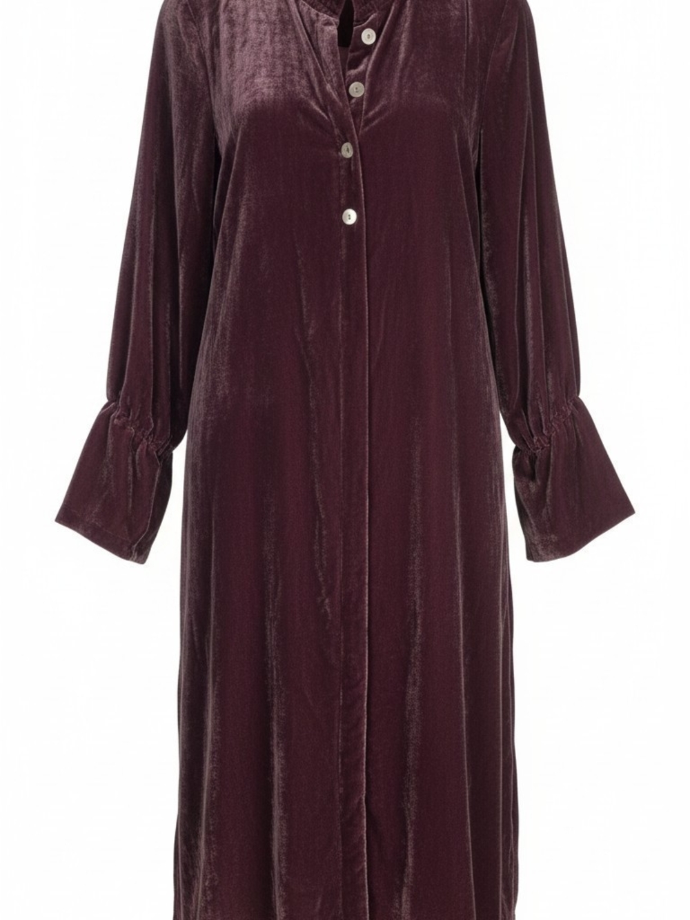 MarlaWynne Velvet Button-Front Nightshirt in Plum
